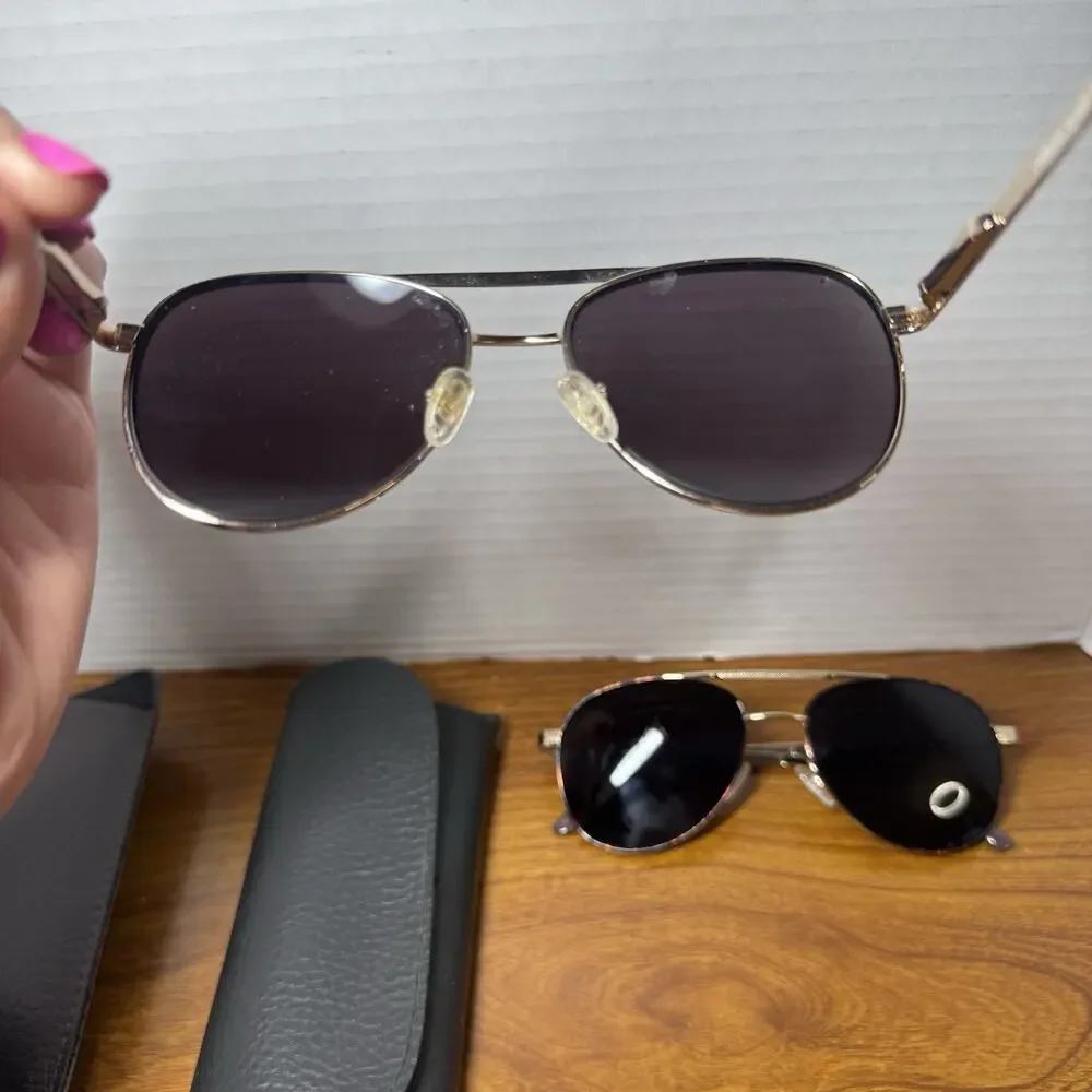 Looking Glass 8002 Lot Of 3 And Sunglasses Clip Full Rim Eyeglasses Frame & Case